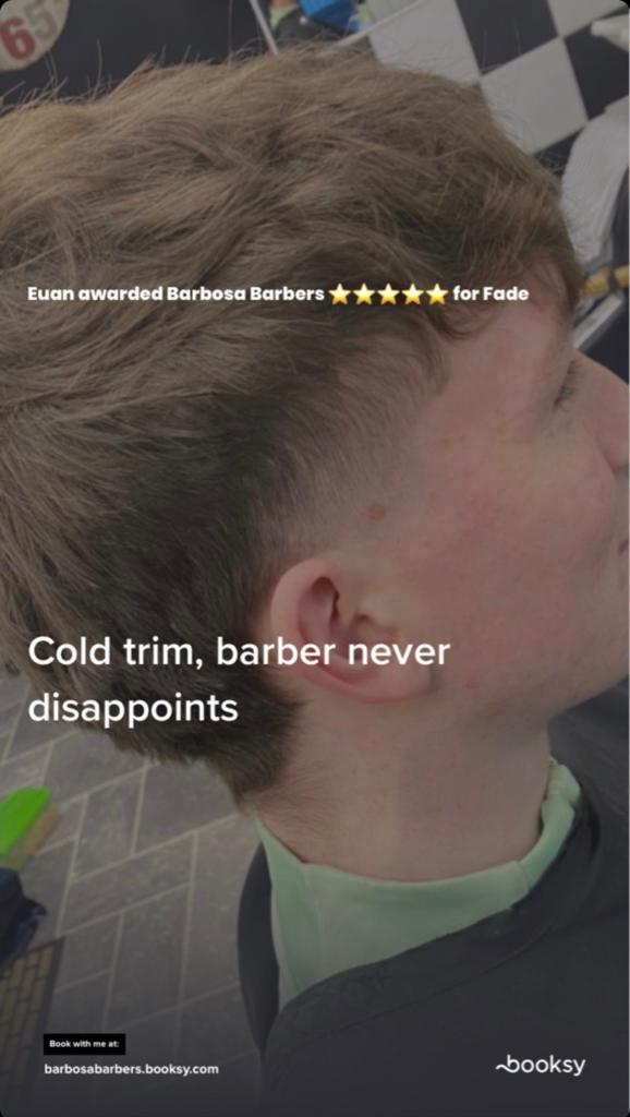 Picture of Review stating it was a cold trim,barber never disappoints